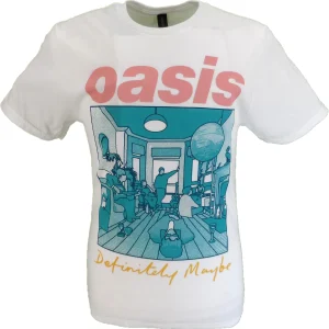 Mens Official Licensed Oasis White Definitely Maybe T Shirt