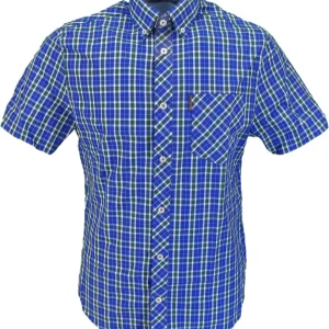 Ben Sherman Mens Blue Checked Short Sleeved Shirt