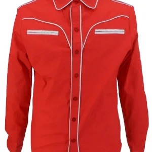 Mazeys Mens Red Western Cowboy Vintage/Retro Shirts
