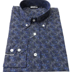 Navy Paisley Shirt - Relco Men's Classic Mod Vintage Design Shirts