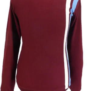 Mens Burgundy Stripe Fine Gauge Mod Racing Jumper