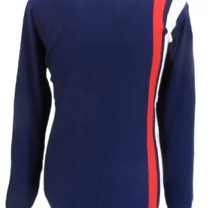 Mens Navy Stripe Fine Gauge Mod Racing Jumper