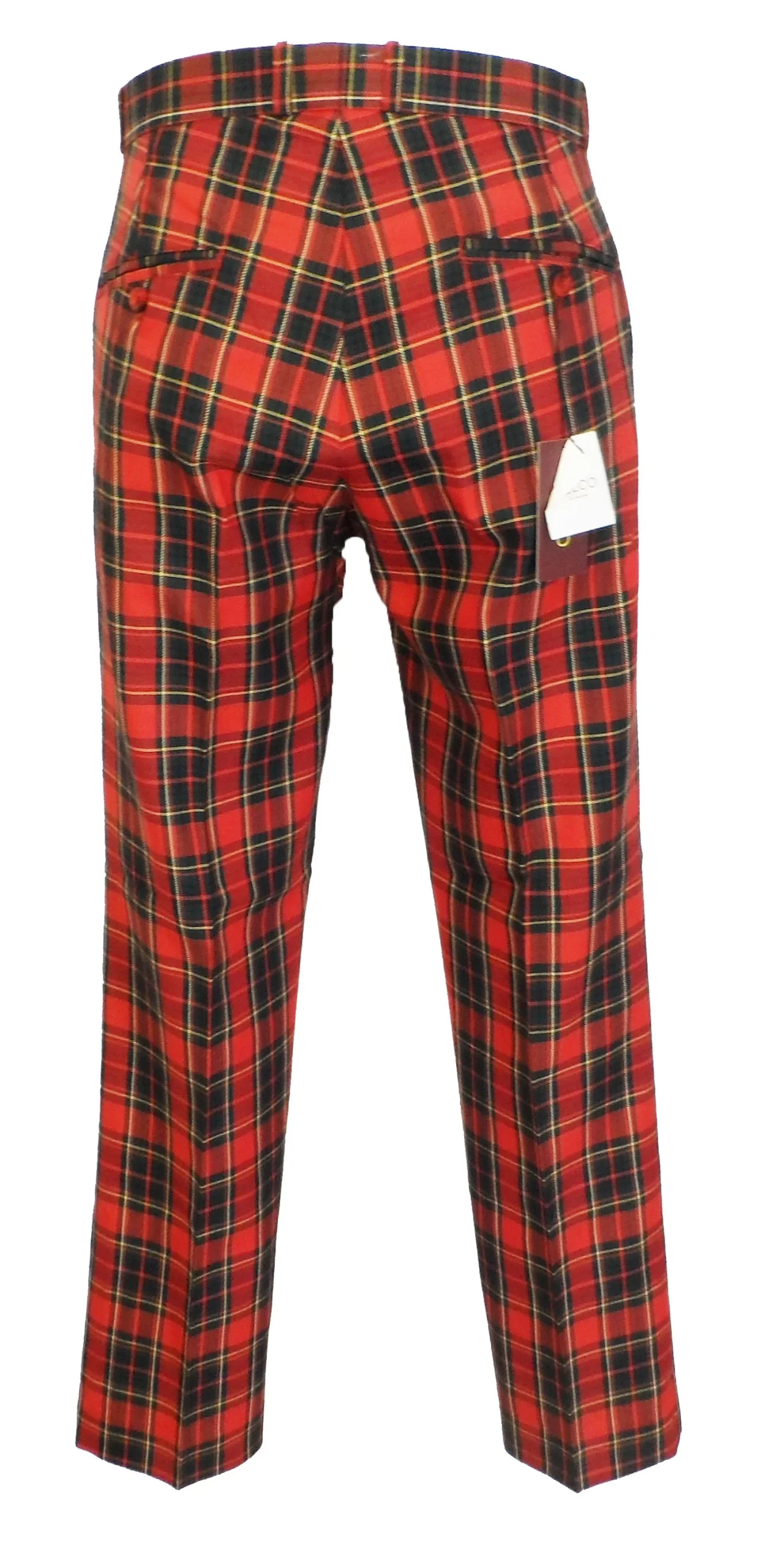 Relco Red Tartan 60S 70S Retro Mod Vintage Sta Press Trousers - Imagen 4
