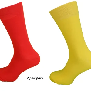 Ladies 2 Pair of Pack Red and Yellow Socks