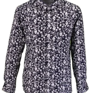 Relco Men's Platinum 100% Cotton Navy & White Floral Shirts