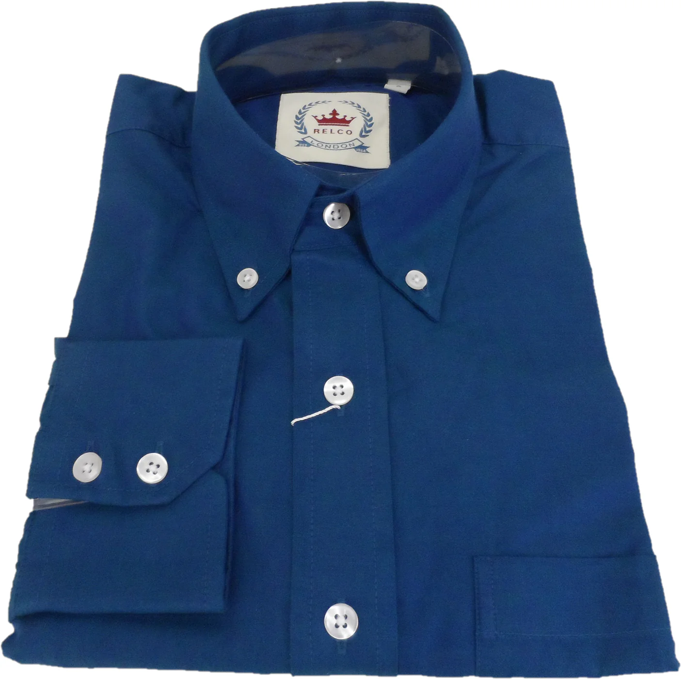 Relco Mens Long Sleeved Blue/Green Tonic Mod Retro Shirt - Imagen 4