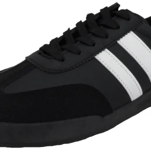R Dek Black Retro 2 Stripe Trainers