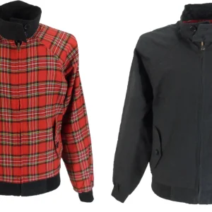 Mens Black/Tartan Reversible Vented Classic Harrington Jacket