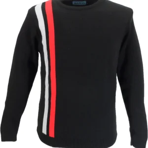 Mazeys Mens Black Racing Crew Neck Jumper