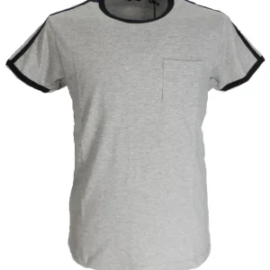 Relco Marl Grey/Navy Retro Ringer 100% Cotton T-Shirts