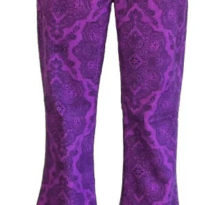 Run & Fly Mens Purple Vintage Jimi Hendrix Paisley Retro Bellbottom Flares