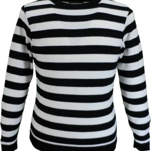 Men's Black and White Retro Striped Jumper