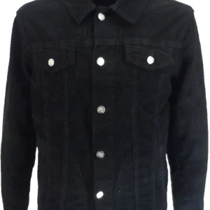 Run & Fly Mens 60s Retro Vintage Black Cord Western Trucker Jacket