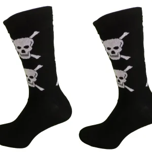 Mens 2 Pair Pack of Skull and Crossbones Top Socks