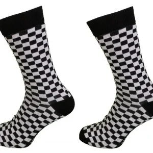 Ladies 2 Pair Black/White 2 Pair Pack Ska 2 Tone Retro Socks