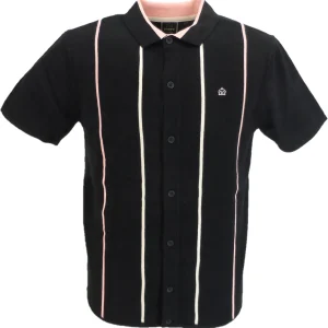 Merc London Black Collared Knit Polo Cardigan