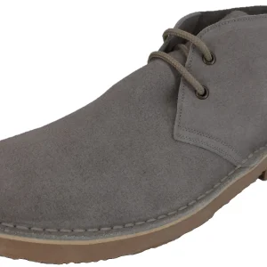 Roamers Light Grey Retro 70s Mod Style Real Suede Desert Boots