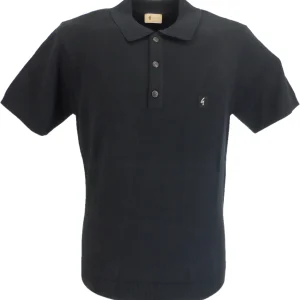 Gabicci Vintage Mens Black Jackson Knitted Polo Shirt