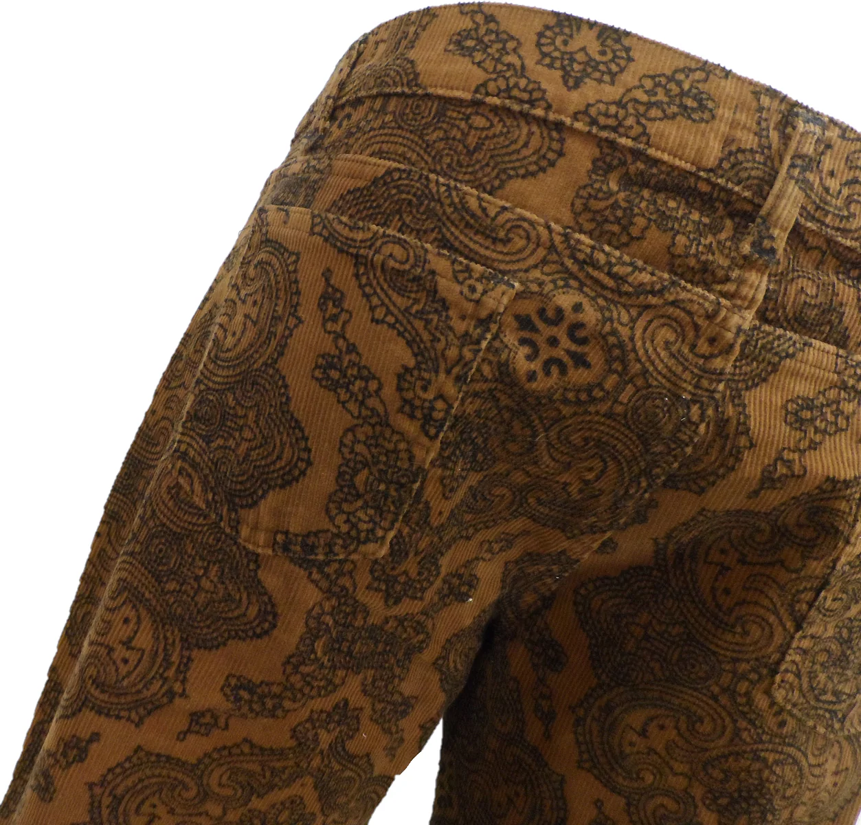 Run & Fly Mens Tan Vintage Jimi Hendrix Paisley Retro Bellbottom Flares - Imagen 4