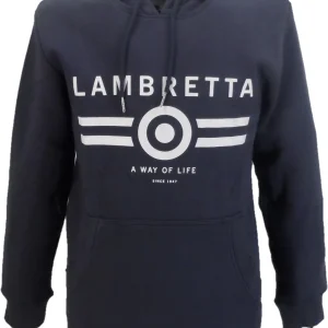 Lambretta Mens Navy Target Logo Hooded Top