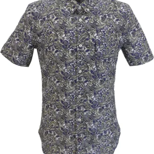 Lambretta Mens White Paisley Short Sleeved Button Down Shirts