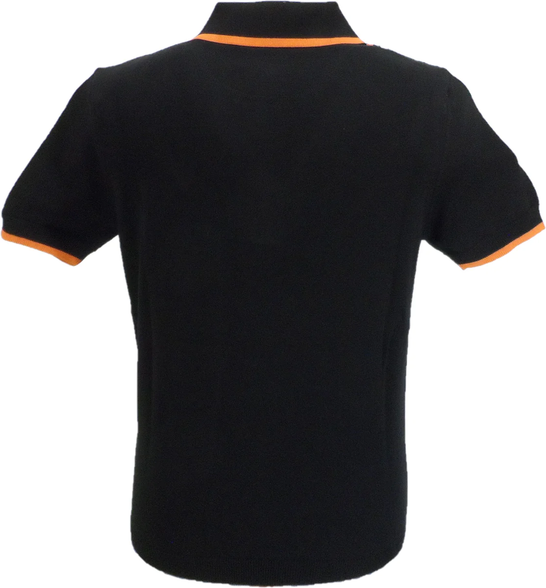 Trojan Records Mens Black Stripe Zipped Knitted Polo Shirt - Imagen 3