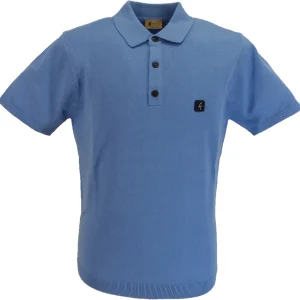 Gabicci Vintage Mens Marina Blue Jackson Knitted Polo Shirt