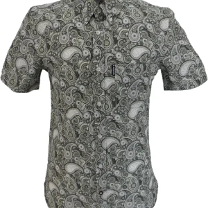 Lambretta Mens Desert Sage Paisley Short Sleeved Button Down Shirts