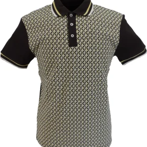 Ska & Soul Brown Geometric Panel Polo Tipped Collar Polo Shirt