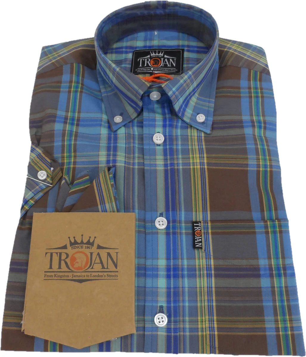 Trojan Mens Chocolate Brown Short Sleeved Shirts and Pocket Square - Imagen 3