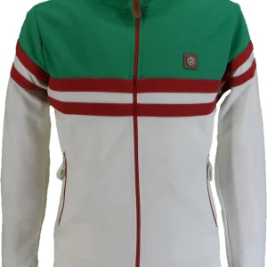 Trojan Records Mens Emerald Green Stripe Retro Track Tops