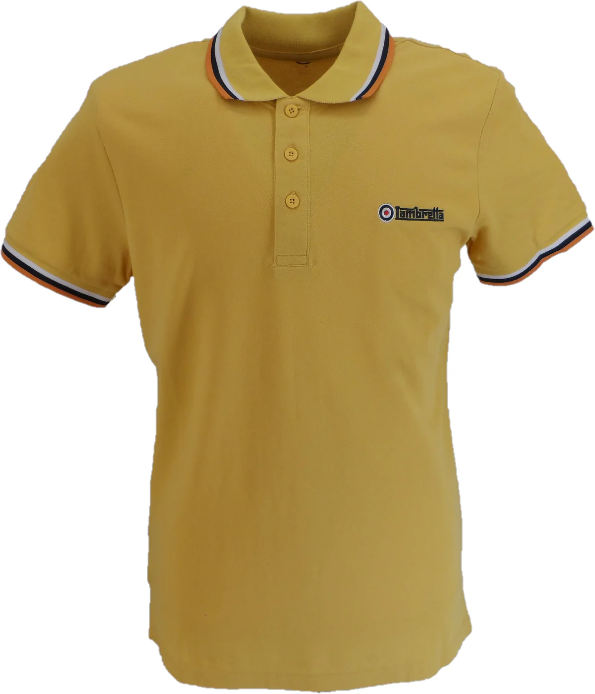 Lambretta Men`s Gold Triple Tipped 100% Cotton Polo Shirts
