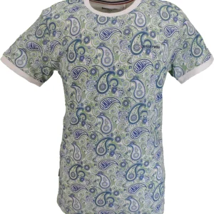 Lambretta Mens White/Navy Paisley T-Shirt