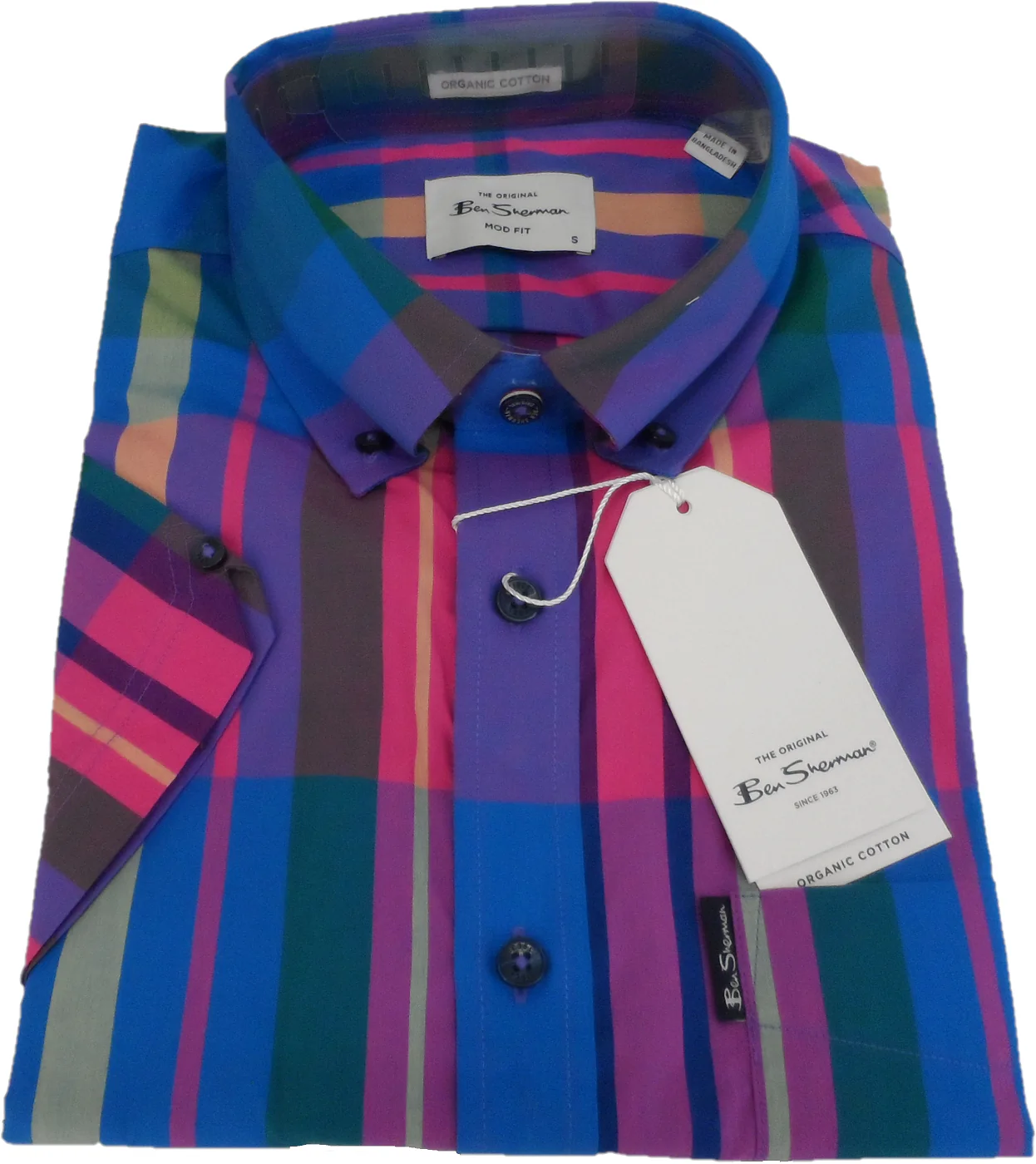 Ben Sherman Mens Kingfisher Checked Short Sleeved Shirt - Imagen 3