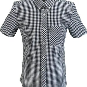 Lambretta Mens Navy/White Short Sleeved Button Down Shirts