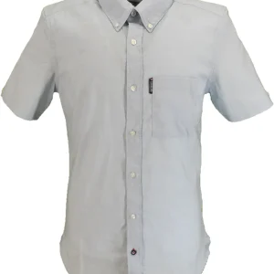 Lambretta Mens Sky Blue Oxford Short Sleeved Button Down Shirts