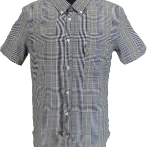 Lambretta Mens Houndstooth Short Sleeved Button Down Shirts