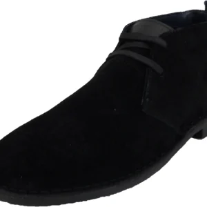 Roamers Black 2 Eyelet Retro Real Suede Desert Boots