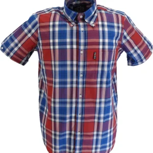 Trojan Mens Cobalt Blue Multi Check Short Sleeved Shirts and Pocket Square