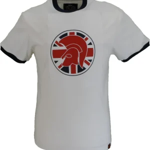 Trojan Mens Ecru Flag Helmet logo T-Shirt