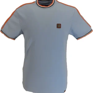 Trojan Mens Powder Blue Tipped Pique T Shirt
