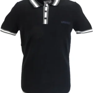 Lambretta Mens Black Valero Knitted Polo Shirt