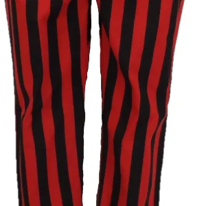 Run & Fly Mens Black and Red Striped Skinny Jeans
