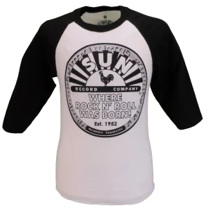 Sun Records Mens White and Black Cotton T Shirt