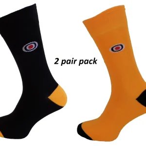 Mens 2 Pair Pack Black and Mustard Mod Target Socks