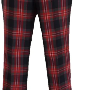 Relco Mens Grey and Red Tartan Vintage Sta Press Trousers