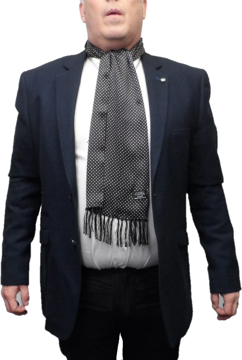 Tootal Black Pin Dot 100% Silk Scarf - Imagen 3