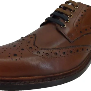Ikon Original Tan Retro Mod All Leather Brogue Shoes