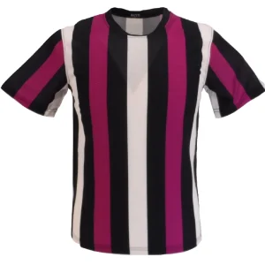 Mens Purple Vertical Striped Mod T Shirts