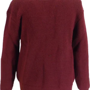 Mens Burgundy Waffle Jumper